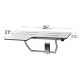 Seachrome 26" x 22.5" Lift-Assist ADA L-Shaped Reversible Bathroom Shower Bath Transfer Seat, Folding Wall-Mounted White Phenolic Seat