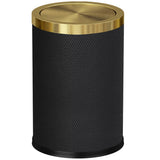 LEASYLIFE 9L/2.3GAL Small Trash Can with Swing Lid, Waste Paper Baskets for Bathrooms,Black and Gold Trash Can for Bathroom,Bedroom, Powder Room,Office,Laundry Room (9L-Black)