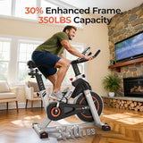 YOSUDA Exercise Bike, Brake Pad Stationary Bike for Home with Exclusive App, Magnetic Indoor Cycling Bike with 350 lb Weight Capacity, Low Noise, Grey
