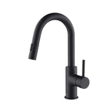 KIBI Pull Down Kitchen Faucet with Single Handle | Solid Brass High Arc Spout | Kitchen Sink Faucet with Pull Down Sprayer | Easy Clean | Matte Black, KKF2011