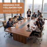 Conference Table, 142" L x 56" W x 30" H Large Meeting Table for 10 People, Wooden Training Table