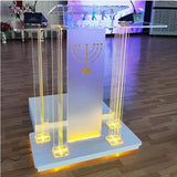 Lectern Podium Stand, Acrylic Pulpit Church Pulpit Church Podium - Rolling Pulpit Table Transparent Acrylic with Wheels