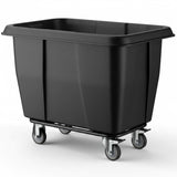 8 Cubic Foot 500 lb. Trash Cube Truck, Black Commercial Laundry Cart, Construction Trash Recycling Trolley, Industrial Garbage Wagon Transportation, Rolling Waste Bin