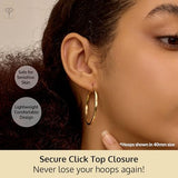 Solid 14K Gold Square-Tubed Round Hoop Earrings for Women