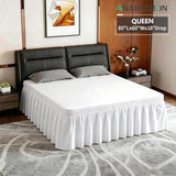 ANARACHON Queen Bed Skirt, Elastic Wrap Around Bed Skirt Queen Size, Bed Skirts for Adjustable Bed, Easy Fit with 18" Drop Length Tailored Drop Dust Ruffle (White)
