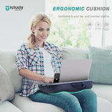 Portable Lap Desk with Cushion, Fits up to 15.6 inch Laptop, Laptop Stand with Device Ledge and Phone Holder