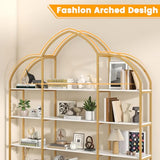 Semoic Arched Bookshelves and Bookcases: Triple Wide 5-Tier Large Open Bookshelf