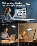LED Desk Lamp for Home Office, Eye-Care Double-Sided Desk Light with Stepless Dimmable Knob Remote