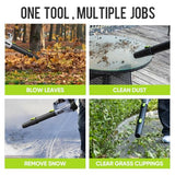 STEELITE 21V Cordless Leaf Blower, 150 MPH 600 CFM High-Performance Airflow, Lightweight Electric Blower for Lawn Care, Patio Cleaning, Leaves & Dust, Includes 2 x 2.0Ah Batteries - Green
