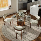 POVISON Round Dining Table for 4, 51" Glass Tabletop Dining Table