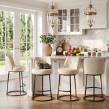 MOLENE 360° Swivel Bar Stools Set of 4, 26" H Modern Linen Counter Height Barstools