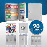 Barska 90 Position Key Lock Box – Hook-Style Cabinet with Numbered Hooks, Key Tags, Log Sheet