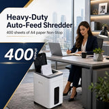 Kitnery Heavy Duty Paper Shredder 400-Sheet Auto Feed P5 Micro Cut