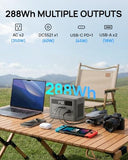 2026 Portable Power Station 350W, 288Wh LiFePO4 Battery Backup, Power Bank with AC Outlet 110V/ 700W Surge, Solar Generator Fast Charging for Camping Essentials, Hurricane Emergency, Home, Road Trips