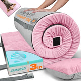 Gaialoop 3 Inch Memory Foam Camping Mattress, Dual Layer Thick Sleeping Camp Pad for Car Tent Cot, Roll-Up Portable Glamping Floor Bed for Guests Sleepover[Twin XL: 80 * 38 * 3"] Sakura Pink