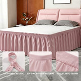 ANARACHON King Bed Skirt, Elastic Wrap Around Bed Skirt King Size, Bed Skirts for Adjustable Bed, Easy Fit with 18" Drop Length Tailored Drop Dust Ruffle (Pink)