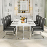 MEMUY 79" Dining Table Set for 8, White Gloss Kitchen Table with 8 PU Chairs