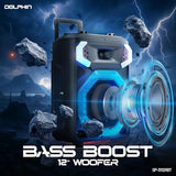 Dolphin SP-3112RBT High Powered Portable Bluetooth Speaker – 12-Inch Woofer, TWS, X-BASS, UHF Microphone, Dynamic LED Lights, Long Lasting Battery