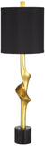 Possini Euro Design Minerva 32" Tall Modern Glam Luxe End Table Lamps Set of 2 Sculptural Gold Leaf Black Shade Living Room Bedroom Bedside Nightstand Office Home Reading Kitchen Entryway Console