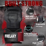 Frelaxy Lifting Wrist Straps, Rubber Weight Lifting Grips with Non-Slip Palm & Wrist Wraps Support for Deadlifts, Pull Ups (Red)