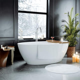 Empava Freestanding Bathtub, 71" Soaking Tub with Center Drain & Overflow – Acrylic Tub, Non-Slip Flat Bottom, Glossy White, cUPC Certified