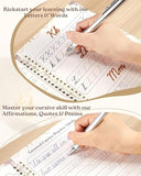 UNCLE EJ® Grooved Cursive Handwriting Workbook Kit - Reusable Cursive Workbook for Kids 8-12 and Adults, Magic Grooved Handwriting Practice, Letters Words Poetry & Affirmations, Cursive Charm, 9.8"x7"