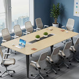 8FT Conference Table, 94.48” Meeting Seminar Table, Boardroom Table Workstation for Meeting Room, Office Conference (Light Oak)