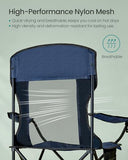 SONGMICS Breathable Camping Chairs, Foldable Outdoor Chairs Set of 2, High Back, Adjustable Armrests, Drink Holder, Weight Capacity 330 lb, for Sports Garden Backyard, Harbor Blue UGCB028Q01