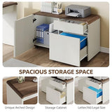 78.7 Inch Large L Shaped Desk with Drawers, White & Walnut, 2 Pack