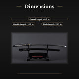 Damascus Musashi Katana, 1045 Carbon Steel Hand Forged Full Tang Sword