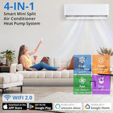 9,000 BTU Mini Split Air Conditioner Heat Pump System, 24 SEER2 High-Efficiency Ductless AC with WiFi & Alexa, Cools & Heats Rooms up to 450 Sq.Ft, 208V/230V, Easy Installation Kit – R45 Series