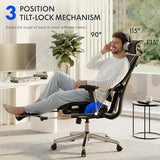 FLEXISPOT ErgoX Premium Ergonomic Office Chair with Footrest- Adjustable 3D Armrests, Dynamic Lumbar Support, Light Grey