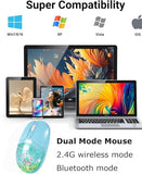 Wireless Bluetooth Mouse, Clear Aqua Water Glitter Liquid Sand Transparent Silent Mouse with Cute Puppy Pattern Inside,Portable for Laptop, iPad, PC, Chromebook,Gift for Girls, Women and Men