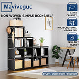 Mavivegue Book Shelf, 12 Cube Storage Organizer, DIY Bookcase, Metal Bookshelf, Tall Book case, Black Cubicle Rack