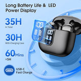 Wireless Earbuds Bluetooth 5.4 In Ear Buds 6 Mic ENC Noise Cancelling Clear Calls, Deep Bass HiFi Stereo Sound Earphones for Android iOS Black