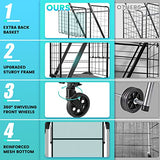 Folding Shopping Cart for Groceries,360 lbs Capacity Grocery Cart with Waterproof Liner and 360° Swiveling Wheels