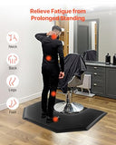Salon Mat for Hair Stylist, 4 x 5 FT Hexagon Salon Chair Mat Anti Fatigue, 1-inch Thickened Barber Shop Floor Mat with Round Cut Out