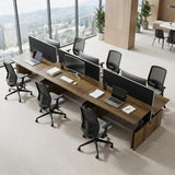 SAINTCY Two-Person Standing Office Desk with Built-in USB Outlet, Double Adjustable Computer Cubicle Desk