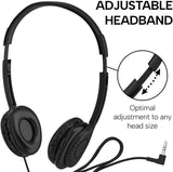 Bulk Classroom Headphones with Microphone 300 Pack, Wired On-Ear Student Headsets, 3.5mm Stereo Plug, Adjustable Headband, Leatherette Ear Cushions for School, Chromebook, Laptop, Library, Testing