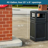 Commercial Zone-73290199 PolyTec 42 Gallon Square Waste Container with Dome Lid Color: Black