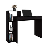 Modern Wenge Computer Desk with Integrated Storage Shelves - Compact Home Office Writing Table