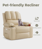 Garvee 22" Power Recliner Chair for Adults with Massage and Heat 360° Swivel Oversized Leather Recliner Chair Large Seat Width with USB Ports & Side Pockets for Living Room Bedroom Relaxation, Beige