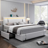 Keyluv King Size Bed Frame with RGB LED Lights & 2 Storage Drawers