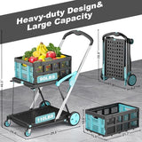 Foldable Shopping Cart, 200 lbs Capacity Grocery Carts on Wheels with Collapsible Crate Heavy Duty