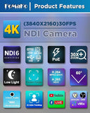 FoMaKo K30NS 4K 30x Optical Zoom PTZ Camera with NDI 6 & NDI HX3