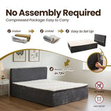Queen Boneless Bed, Frame & Headboard & Mattress Set, Gray