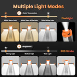 CAVN Rechargeable Camping Lights with Stand 6.5 ft Max Height, Portable Cordless LED Work Light 2200 Lumens 6500/4500/3500K Dimmable Camping Essentials Gear with Detachable Tripod, Orange