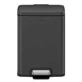 EKO Madison Matte Black Stainless Steel 3.2 Gal/12L Bathroom Small Step Trash Can or Recycling Bin