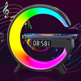 Wireless Speaker Charger Light, LED Bedside Lamp 4-in-1 Alarm Clock, Mood Light, Speaker & Wireless Charger(Black)