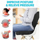 FORTEM Seat Cushion, Office Chair Cushion, Lumbar Support Pillow for Office Chair, Memory Foam Sciatica
